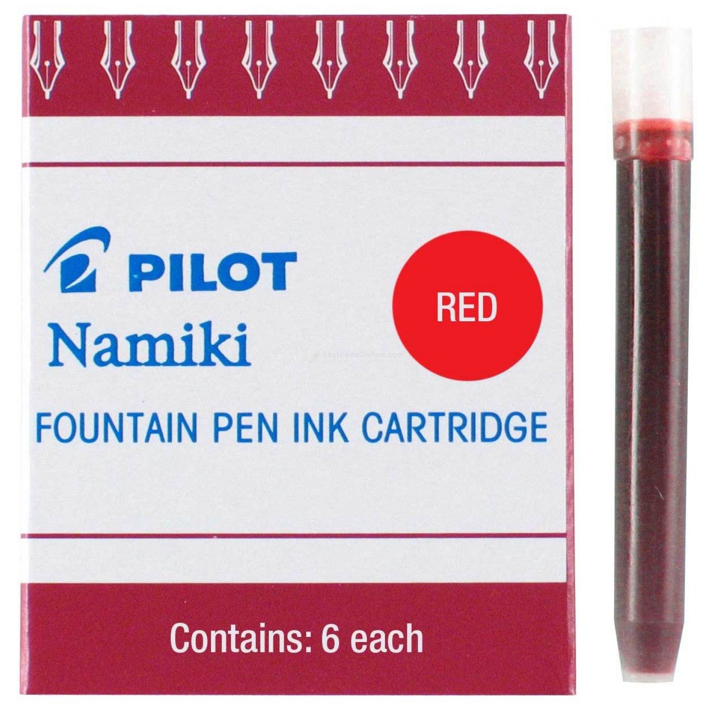 Namiki Ic-50 Fountain Ink Cartridge, Red 6Pk