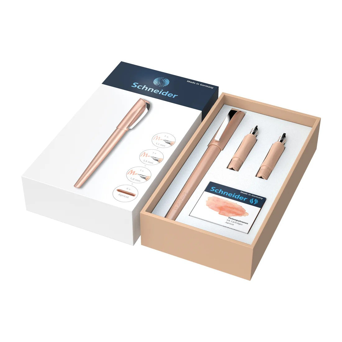 SCHNEIDER CALLISSIMA APRICOT GIFT SET CALLIGRAPHY FOUTAIN PEN, APRICOT INK CARTRIDGE