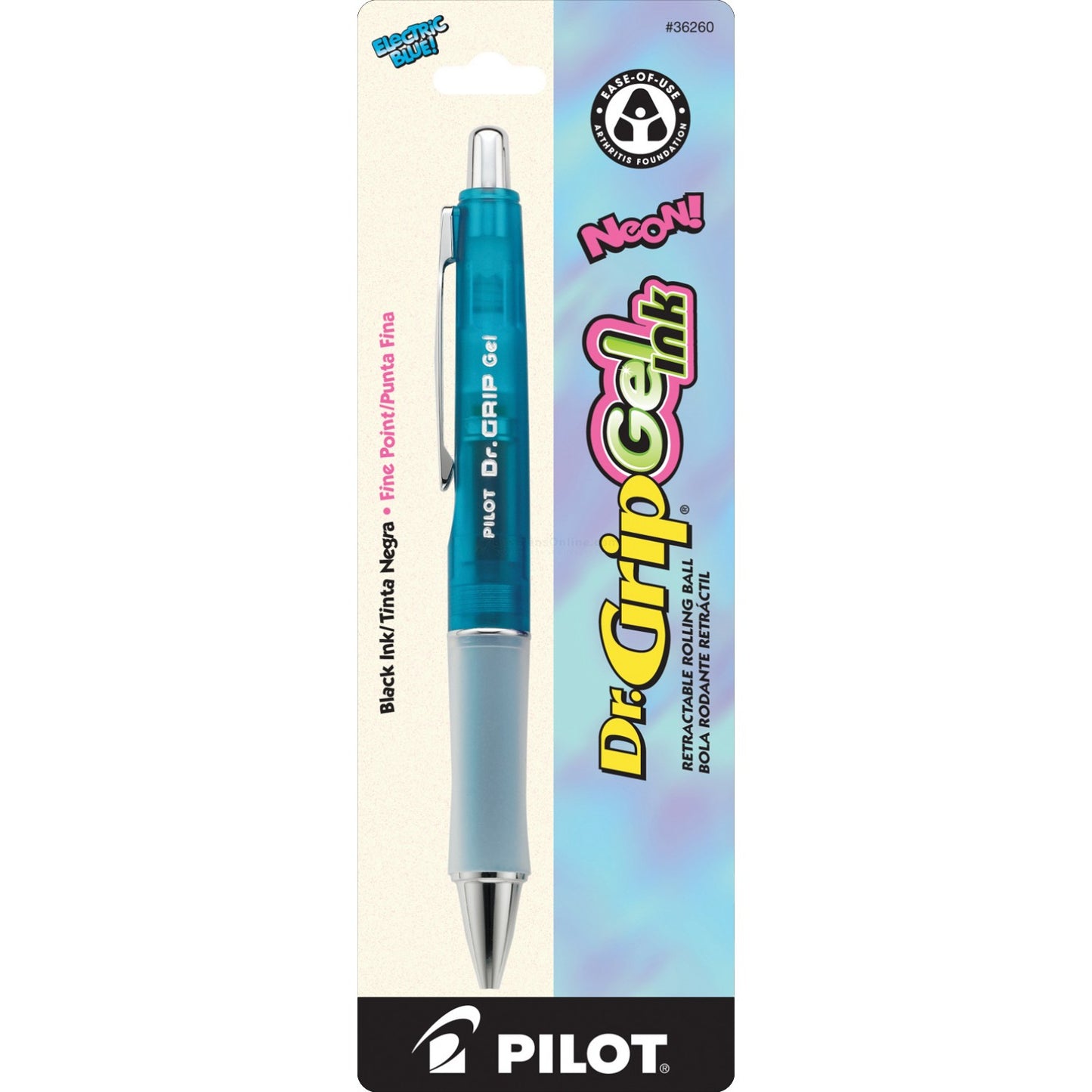 Pilot Bdgg7 Dr. Grip Neon Gel-Rollerball, Fine, Electric Blue Barrel