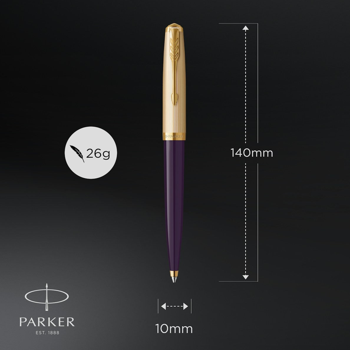 Parker 51 DLX Plum GT Ball Point Pen M.Black GB