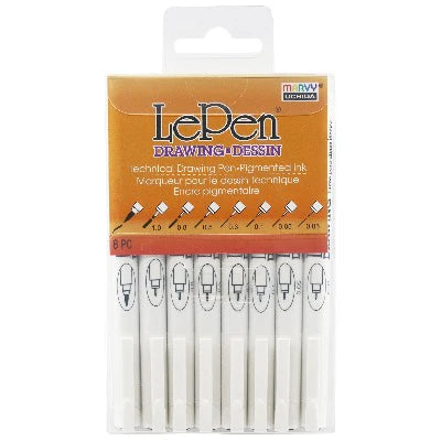 Marvy 4100-8A LePen Technical Drawing Pen 8pc Set