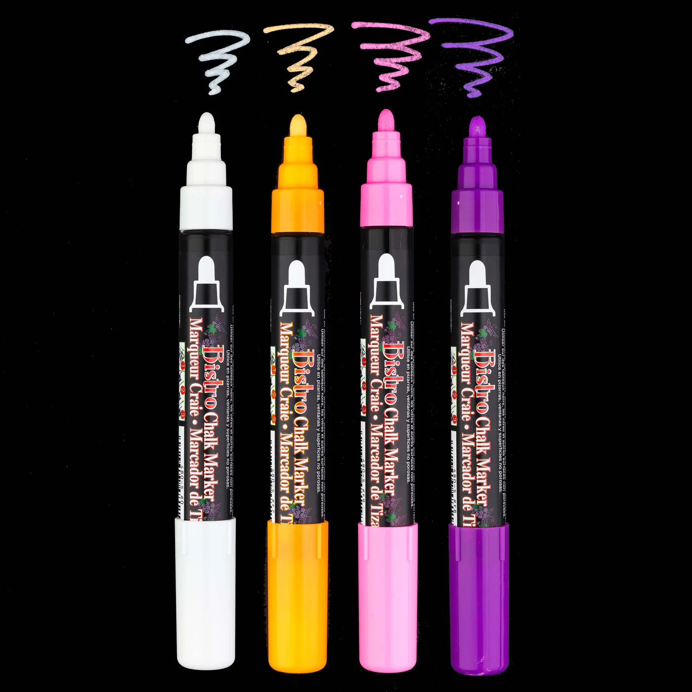 Marvy 480-4B Bistro Chalk Marker, Broad Bullet Tip, Set of 4 Markers