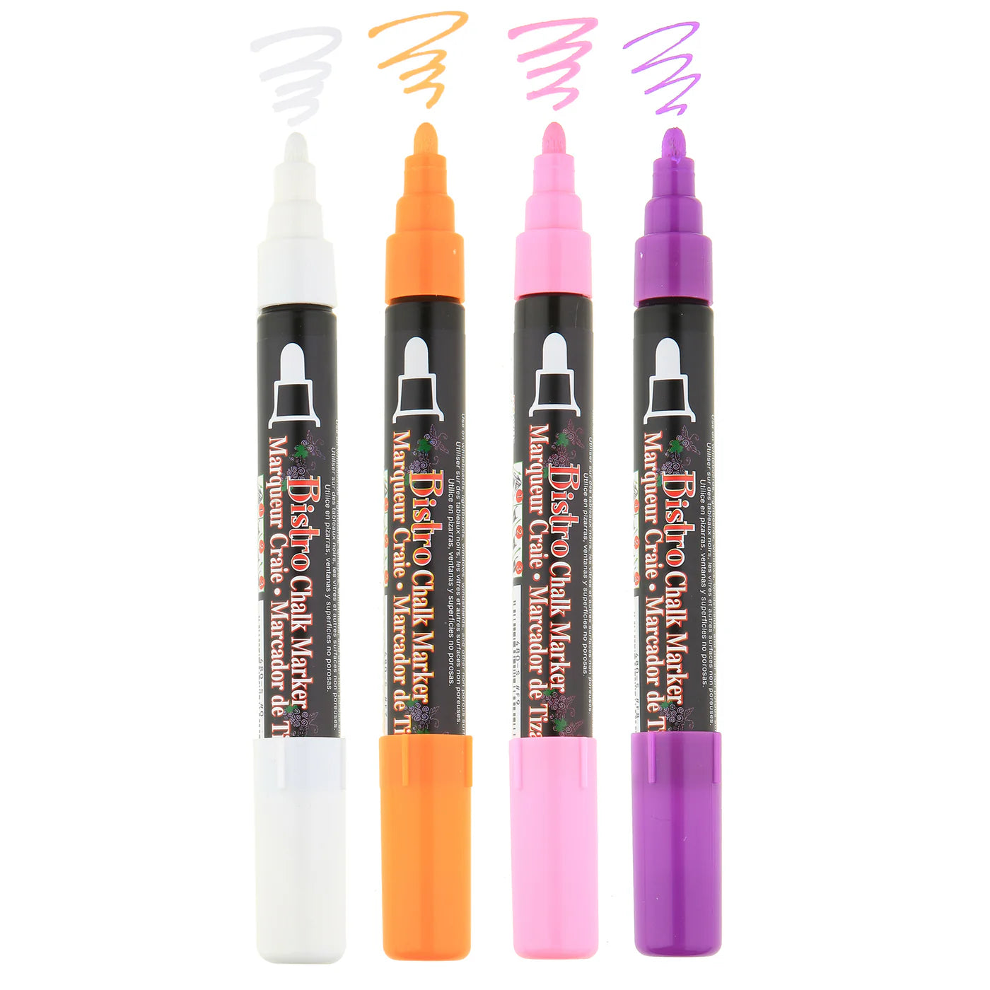 Marvy 480-4D Bistro Chalk Marker, Broad Bullet Tip, Set of 4 Markers