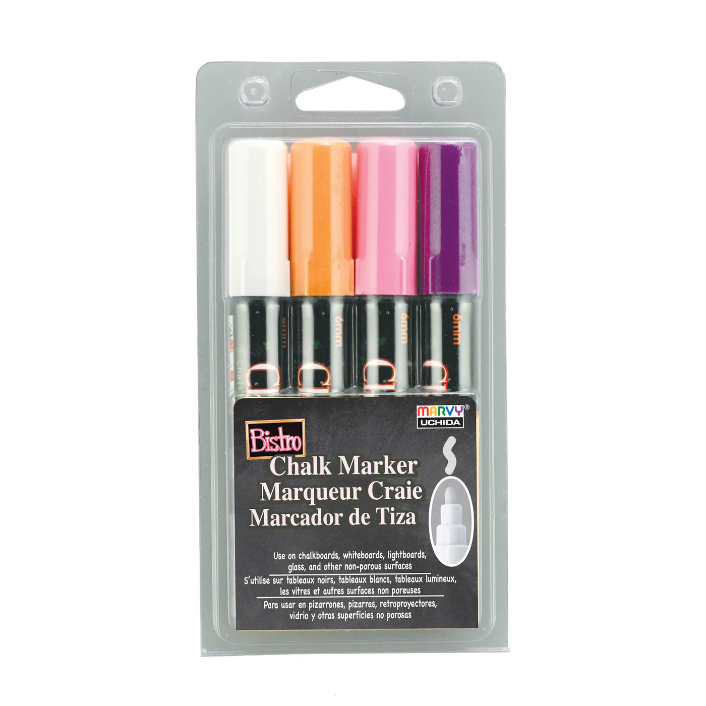 Marvy 480-4D Bistro Chalk Marker, Broad Bullet Tip, Set of 4 Markers
