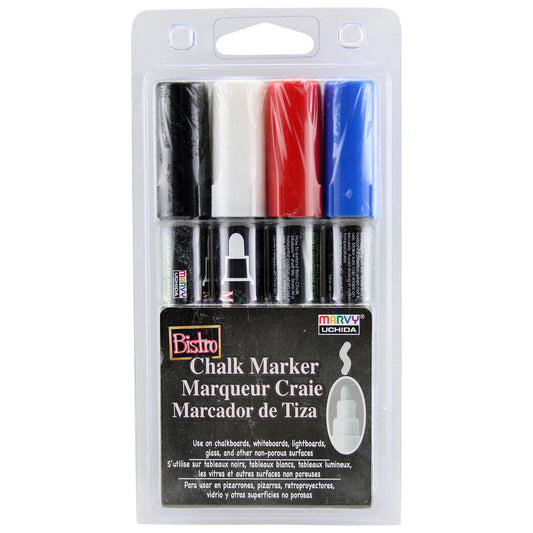 Marvy 480-4C Bistro Chalk Marker, Broad Bullet Tip, Set of 4 Markers