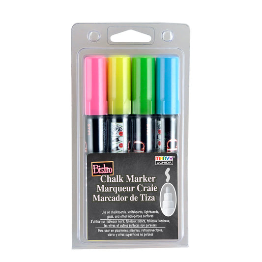 Marvy 480-4H Bistro Chalk Marker, Broad Bullet Tip, Set of 4 Markers