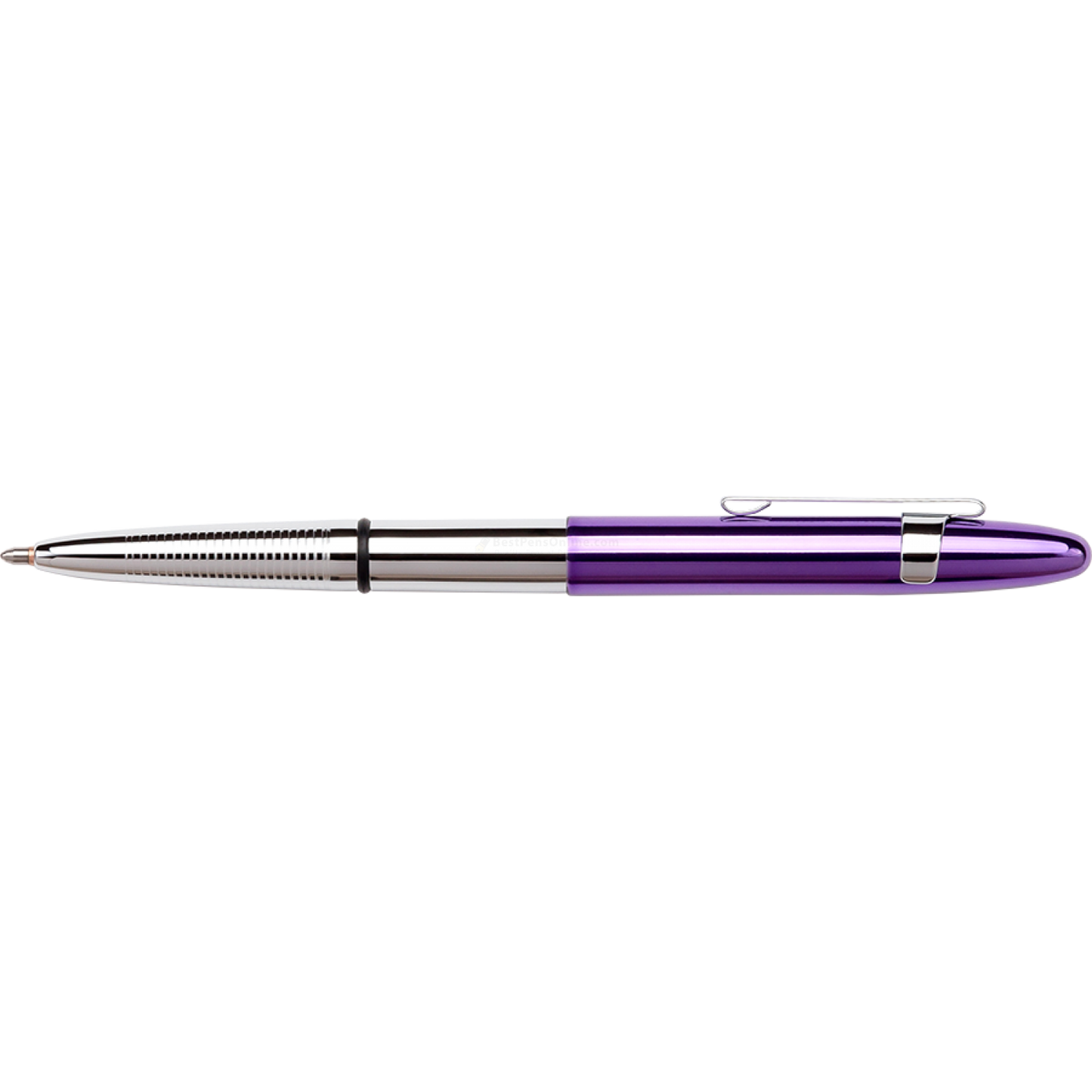 Fisher Chrome Bullet Space Pen With Purple Cap & Chrome Pocket Clip