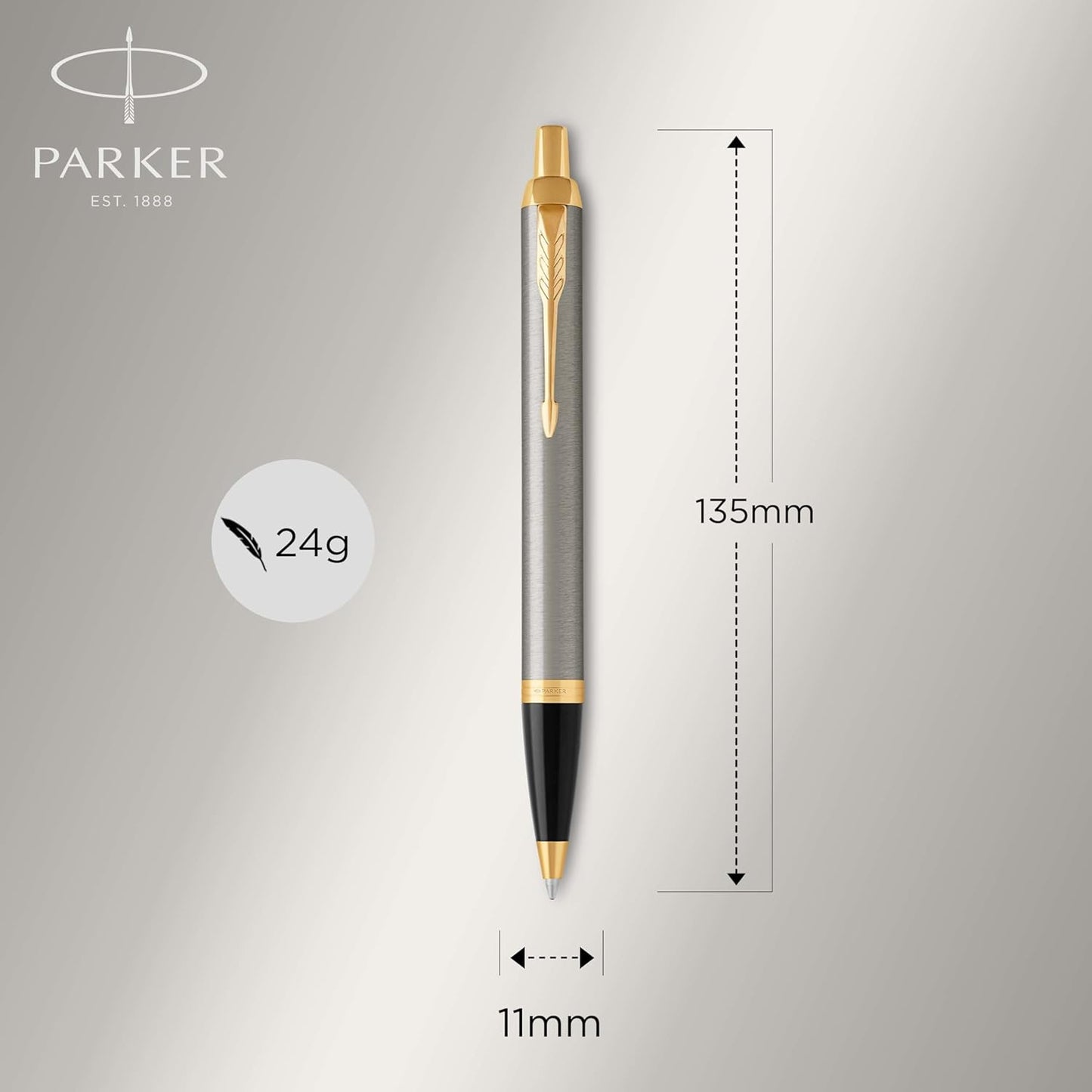 Parker IM Ballpoint Pen, Brushed Metal with Medium Point Blue Ink Refill (1975559)