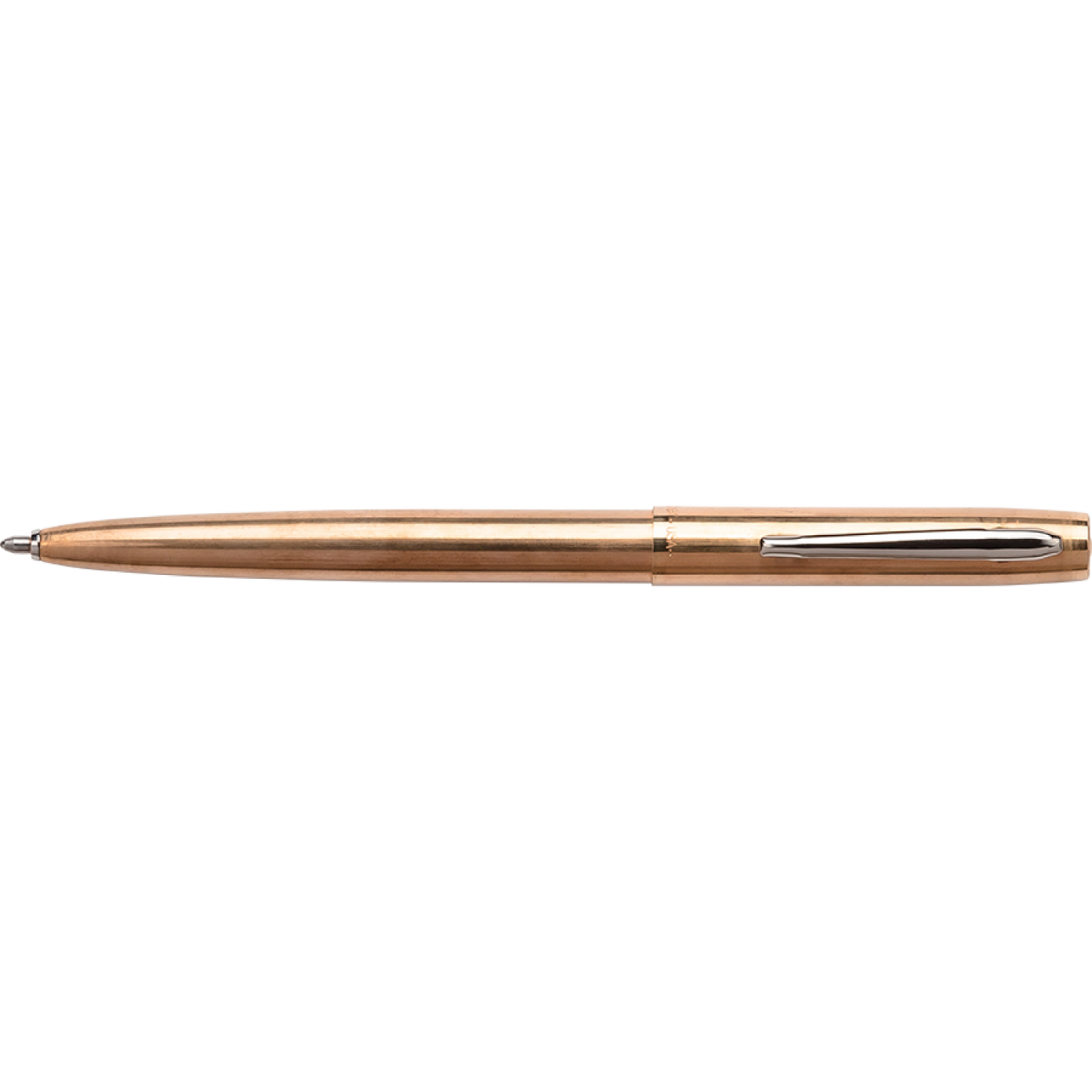Fisher Raw Brass Cap-O-Matic Space Pen With Chrome Pocket Clip