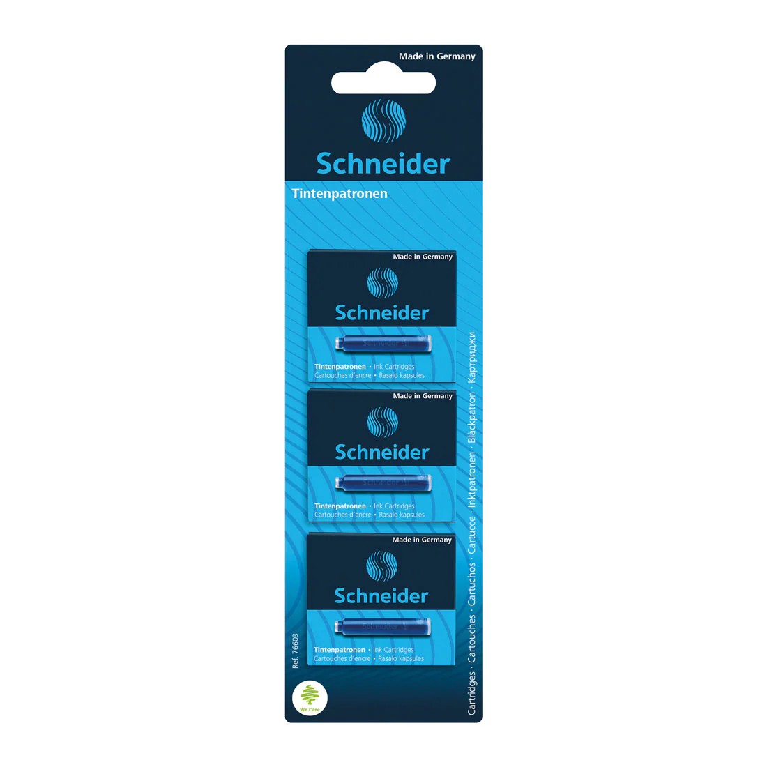 SCHNEIDER INK CARTRIDGE, PACK OF 3 BOX, 6 CARTRIDGES/BOX, BLUE