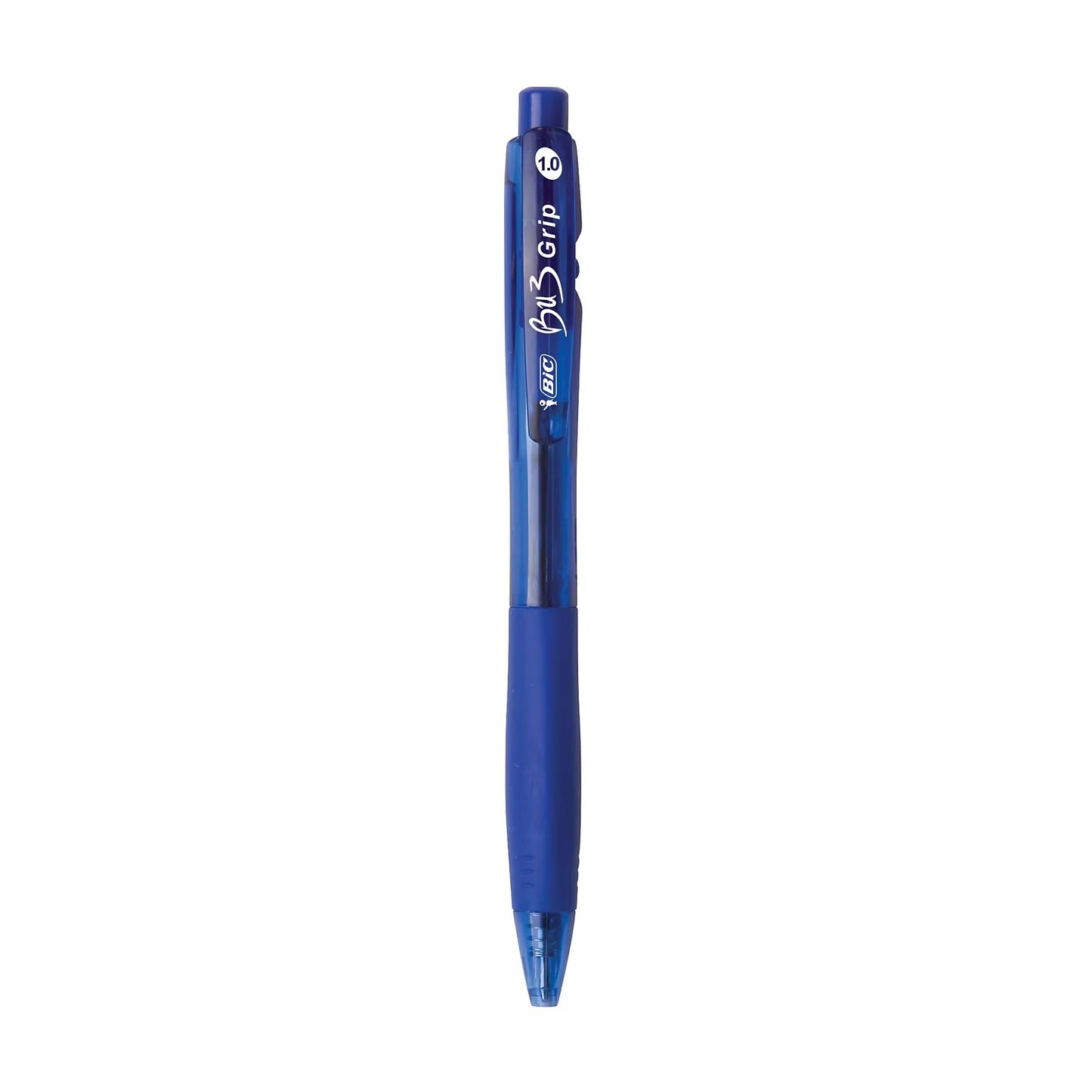BIC BU3 Retractable Ballpoint Pen Grip Med Point (1.0mm) Blue, Dozen Box