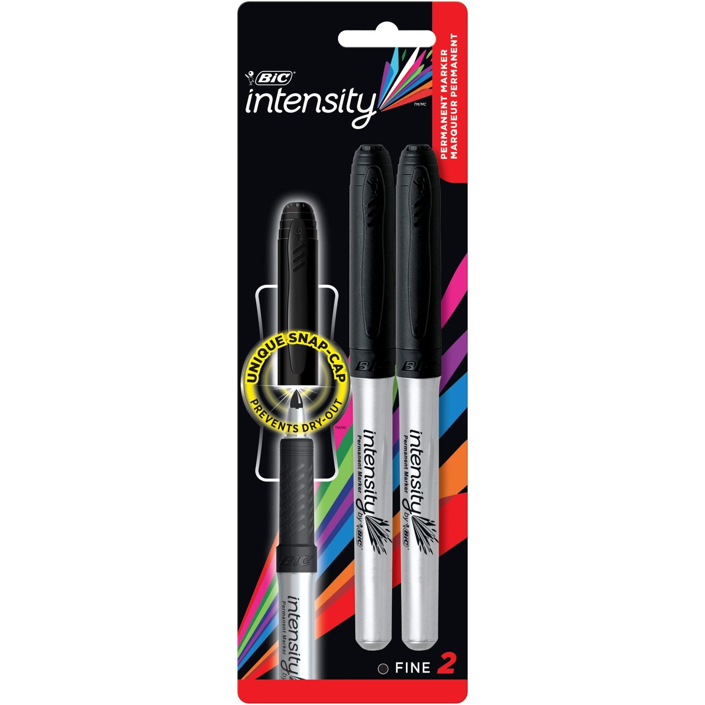 BIC Intensity Permanent Marker, Black Fine Point 2-Pack Blister