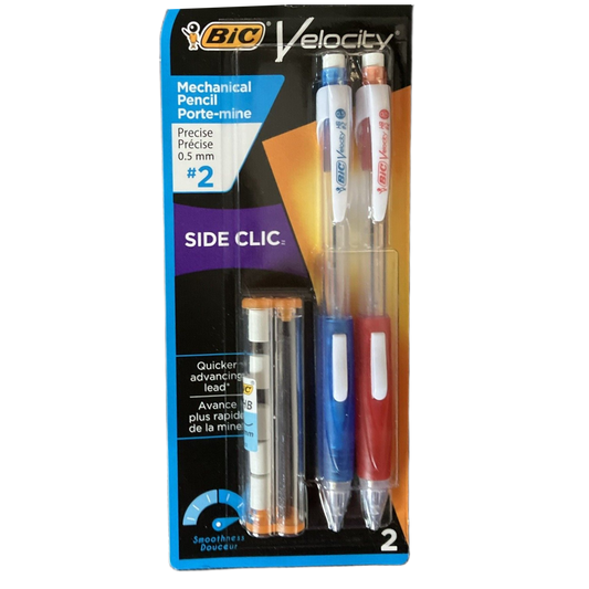 BIC Velocity Side Clic Pencil Fine Point (0.5mm) 2-Pack Blister