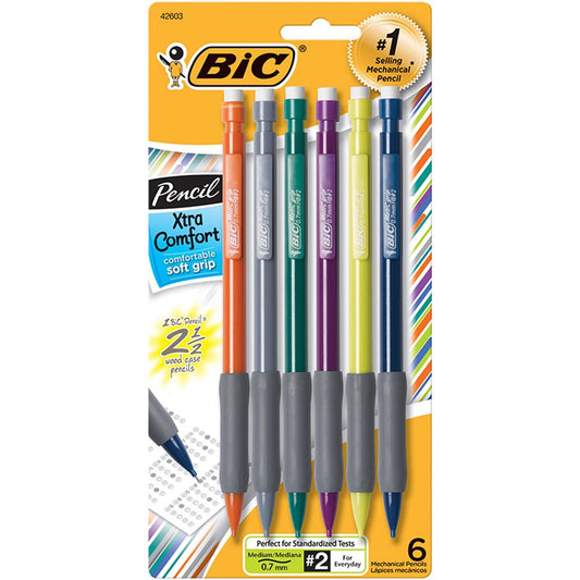 BIC Pencil Xtra Comfort Medium Point (0.7mm) 6-Pack Blister