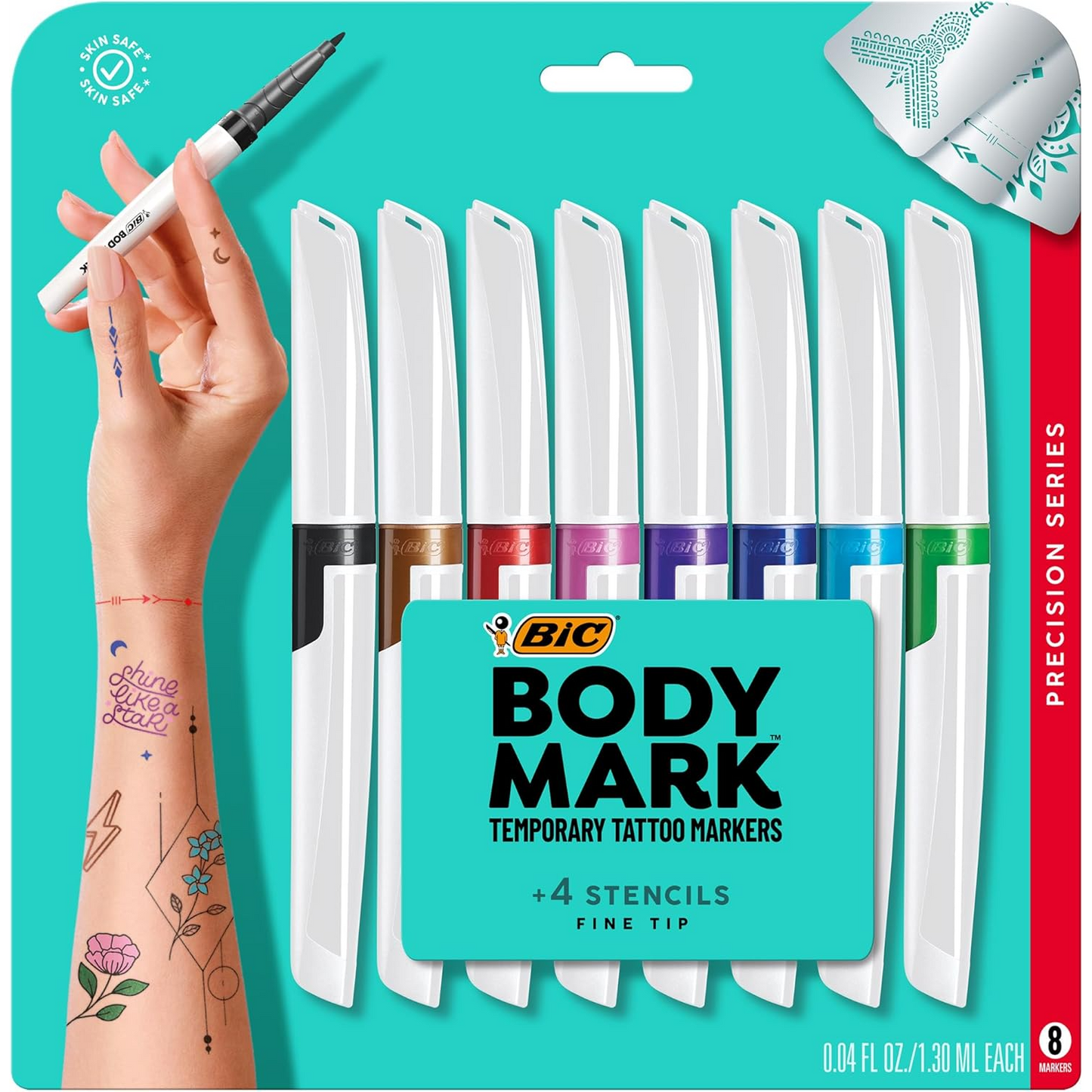 BIC Body Mark Tattoo Marker Fine Tip 8-Pack Blister