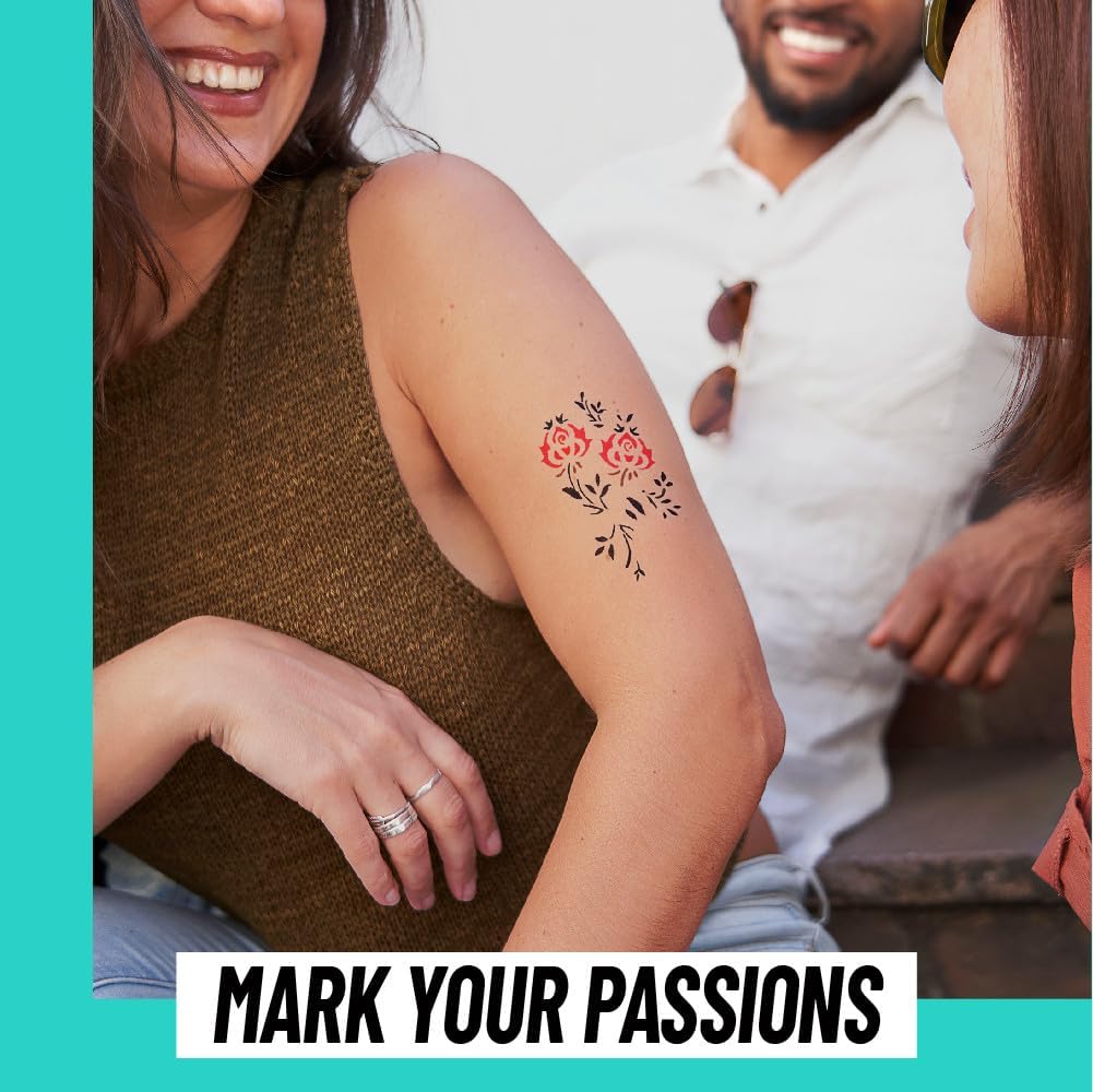 BIC BodyMark Tattoo Marker Henna 3-Pack Blister Henna (Black, Brown, Red)
