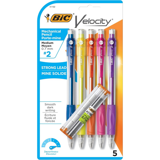 BIC Velocity Original Pencil Medium Point (0.7mm) 5-Pack Blister