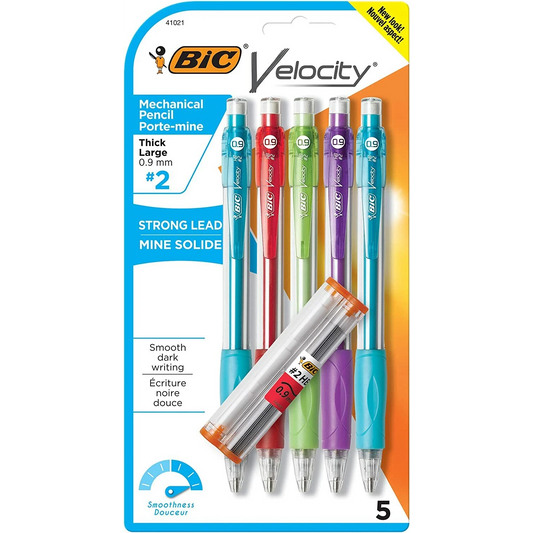 BIC Velocity Original Pencil Thick Point (0.9mm) 5-Pack Blister