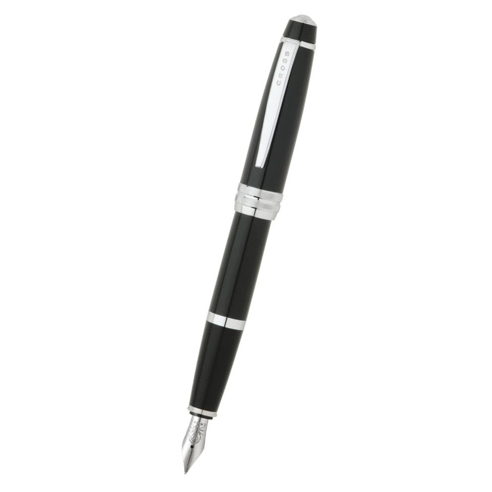Cross Bailey™ Black Lacquer w/Stainless Steel Medium Nib Fountain Pen & Ink Bottle