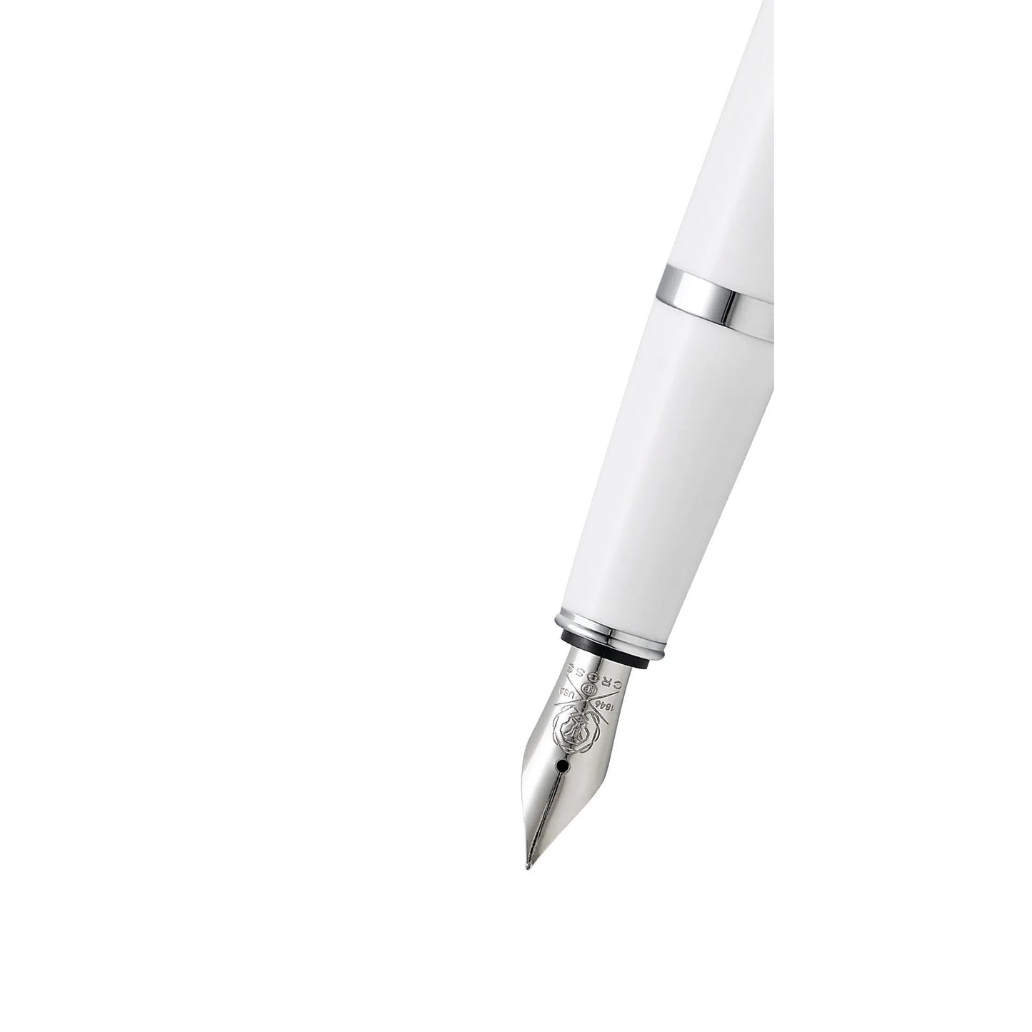 Cross Bailey Light™ Polished White Resin with Polished Chrome Appointments and Medium Nib Fountain Pen