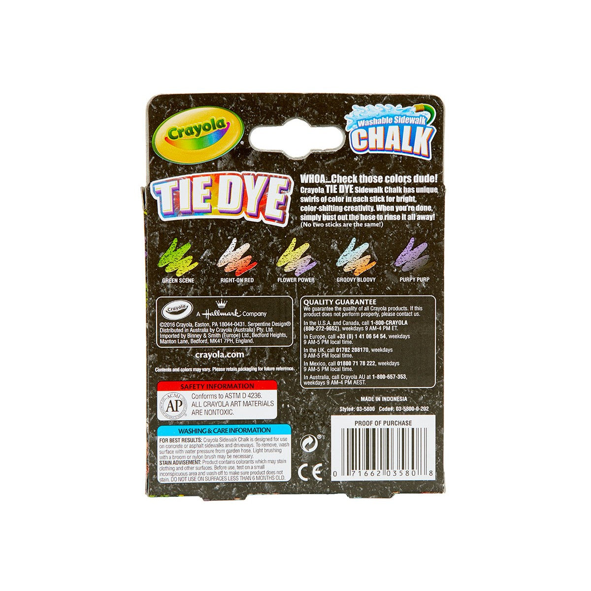 Crayola 03-5800 Washable Tie Dye Sidewalk Chalk