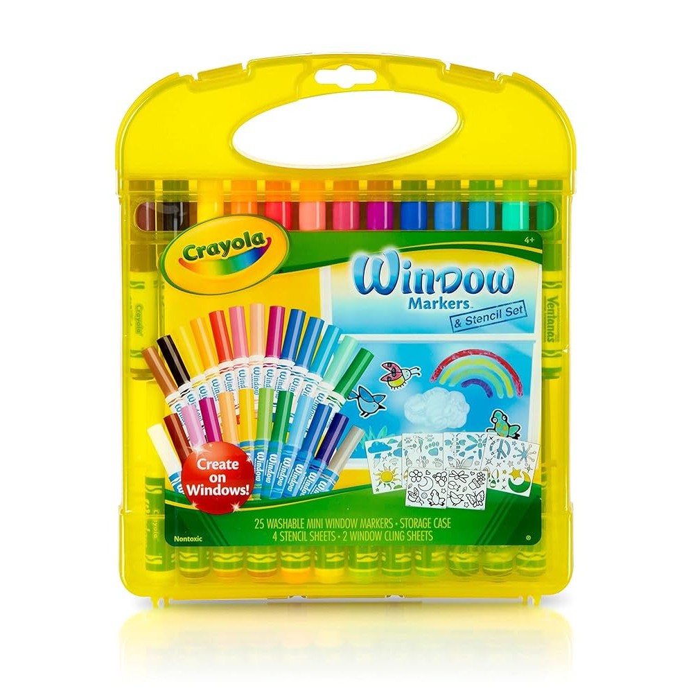 Crayola 04-5229 Washable Window Markers & Stencil Set