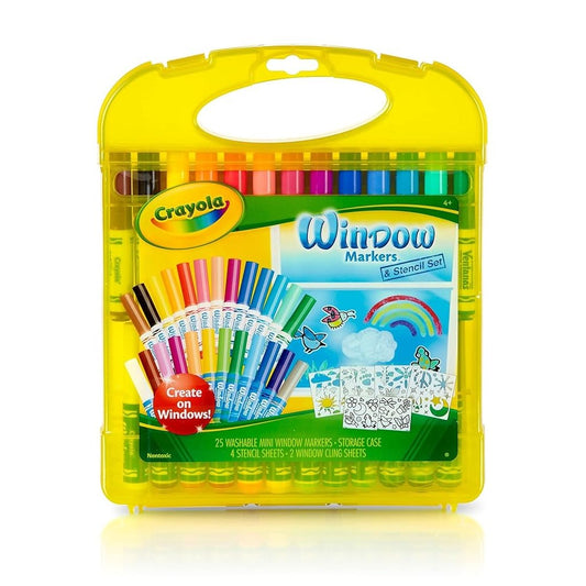 Crayola 04-5229 Washable Window Markers & Stencil Set