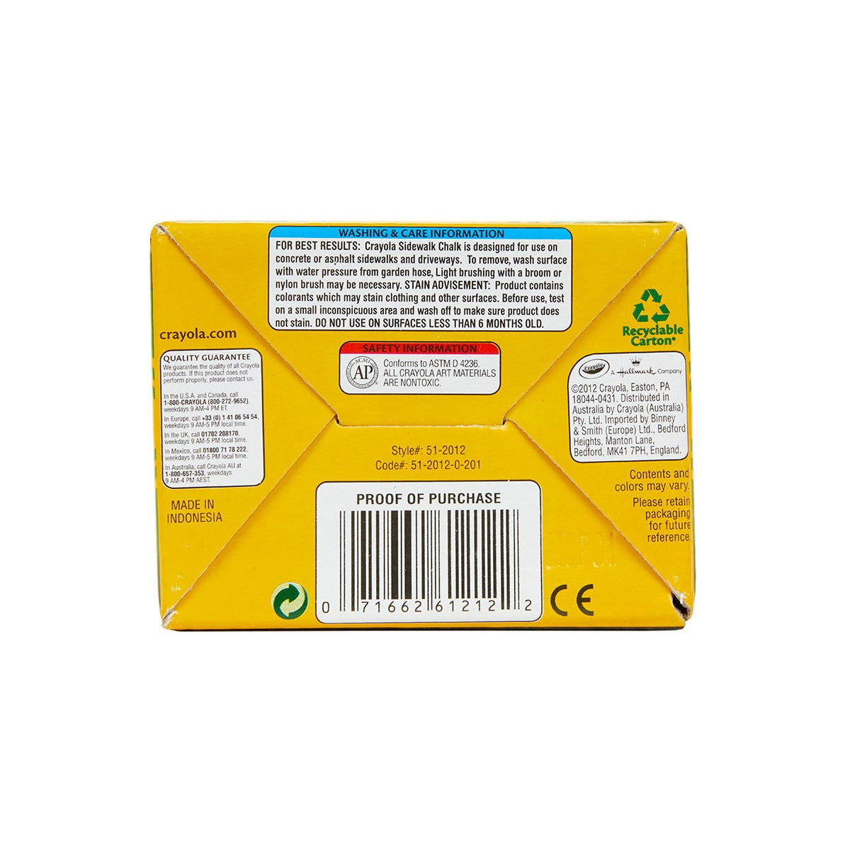 Crayola 51-2012 12 ct. Washable Sidewalk Chalk