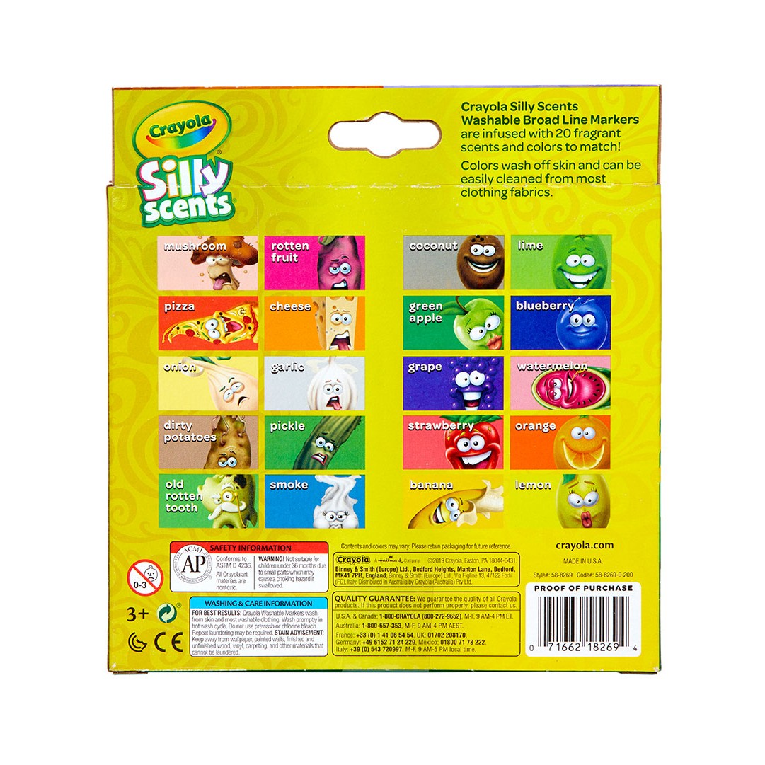 Crayola 58-8269 20 ct. Silly Scents Sweet & Stinky, Washable, Broad Line Markers