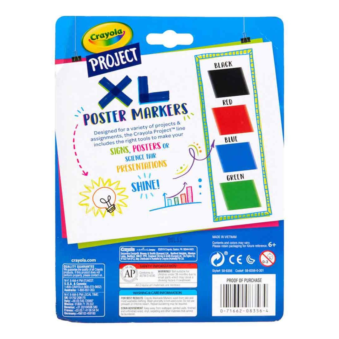 Crayola 58-8356 Crayola Project 4 ct. XL Poster Markers, Classic