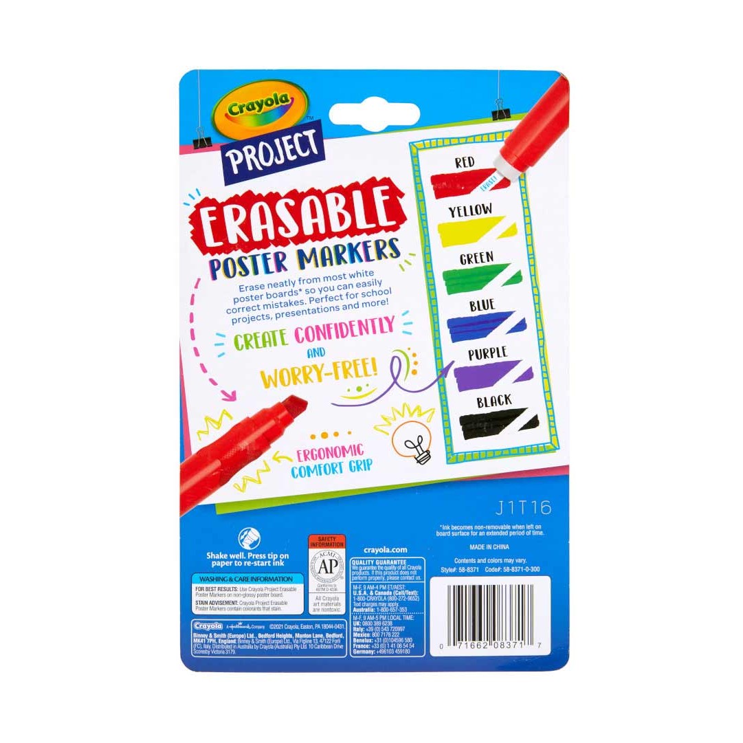 Crayola 58-8371 Crayola Project 6 ct. Erasable Poster Markers