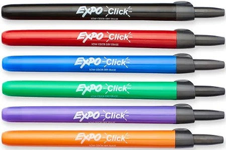 Expo 1751667 Click Dry Erase Markers Fine Tip Assorted 6/Set
