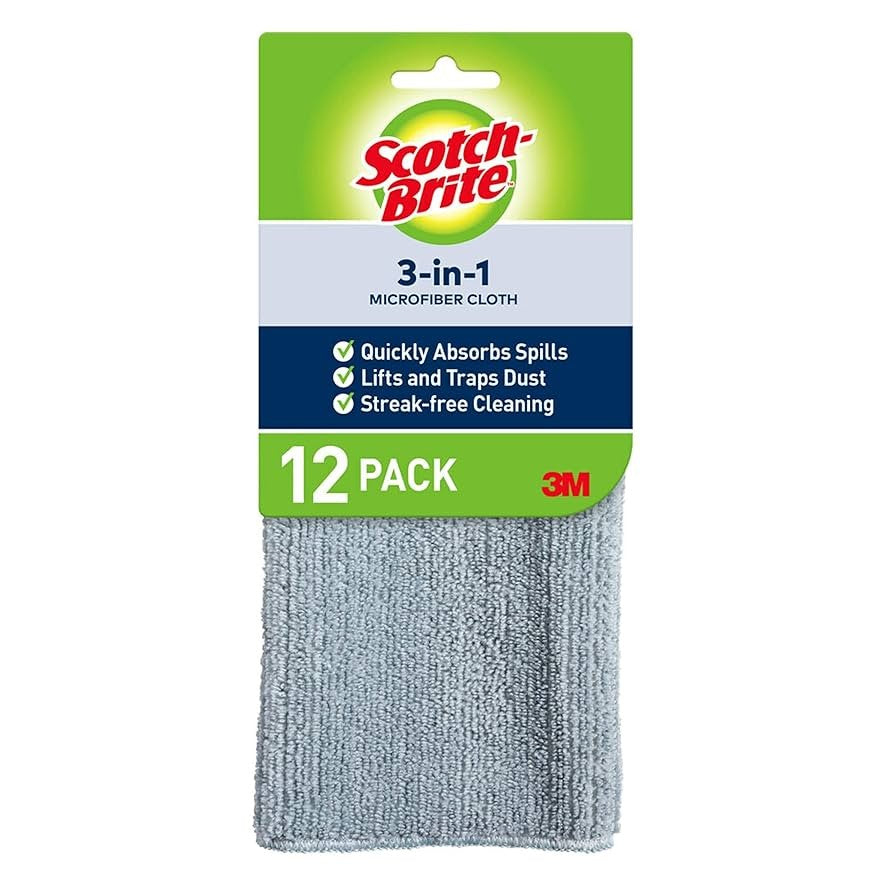 3M 9070-M Scotch-Brite 3-in-1 Microfiber Cloth, 12/1