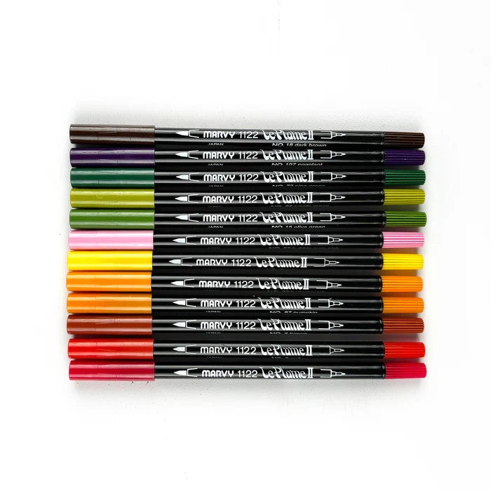 Marvy Uchida 1122-12F Le Plume II Double Ended Garden Color Set