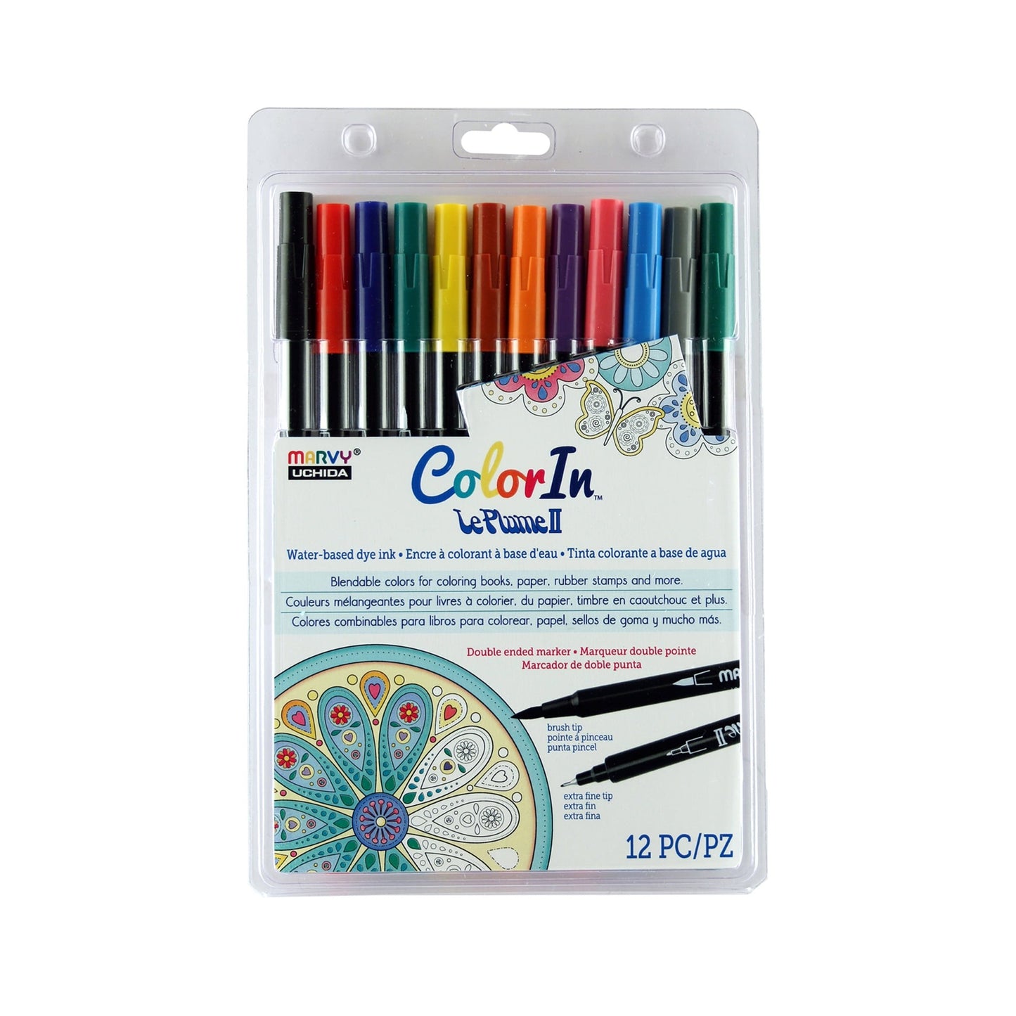 Marvy Uchida 1122-12I Le Plume II Double Ended Primary Color Set