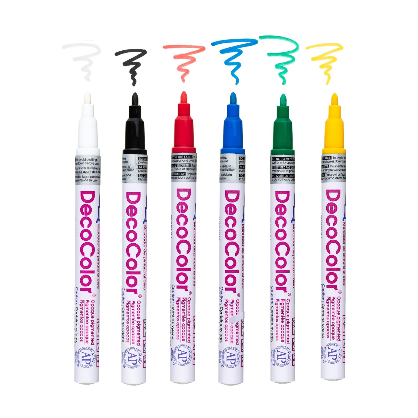 Marvy 200-6A Deco Color Marker 3.mm Fine Point Primary Set