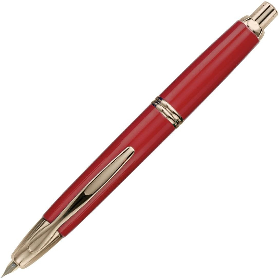 Namiki Vanishing Point Fountain Pen, Red Barrel, Gold Accents, Blue Ink, Medium Nib (60267)