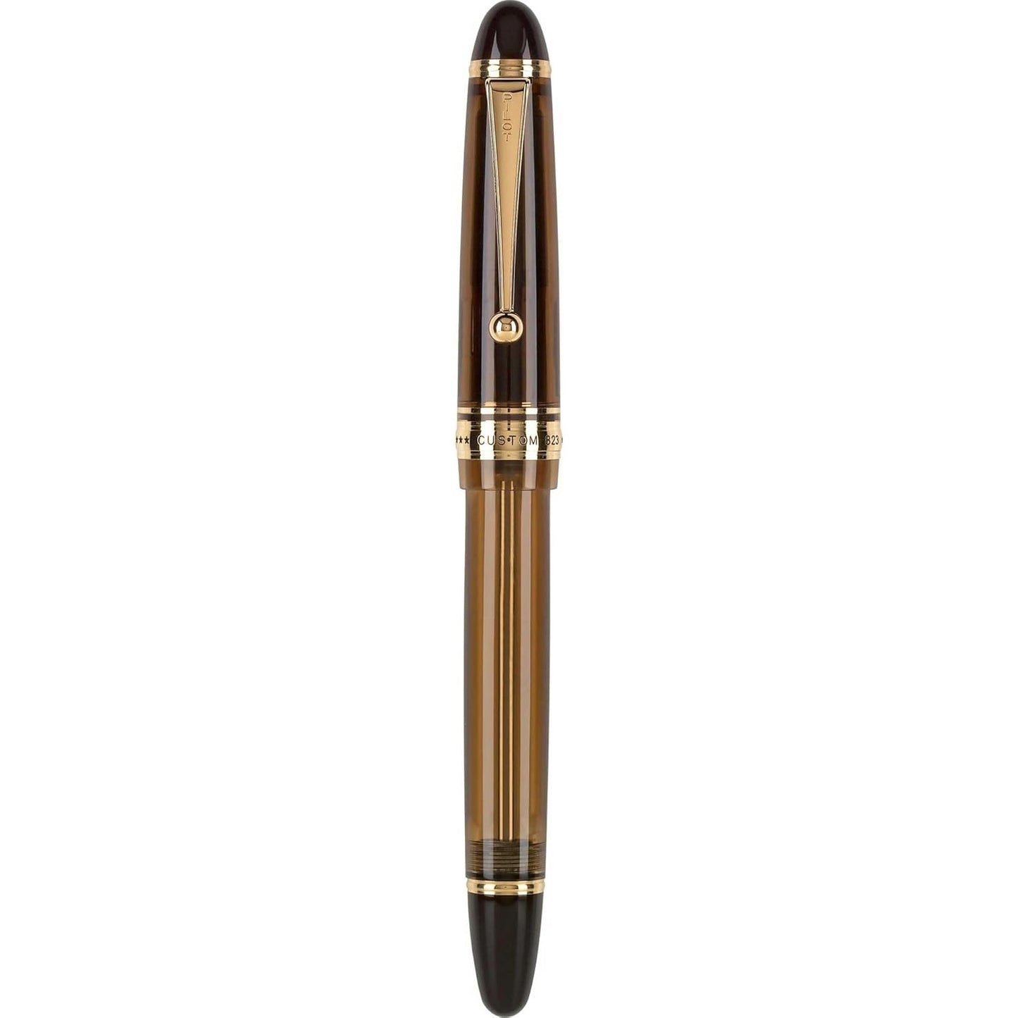 Namiki Custom 823 Fountain Pen, Amber Barrel, Fine Nib, Blue Ink (60558)