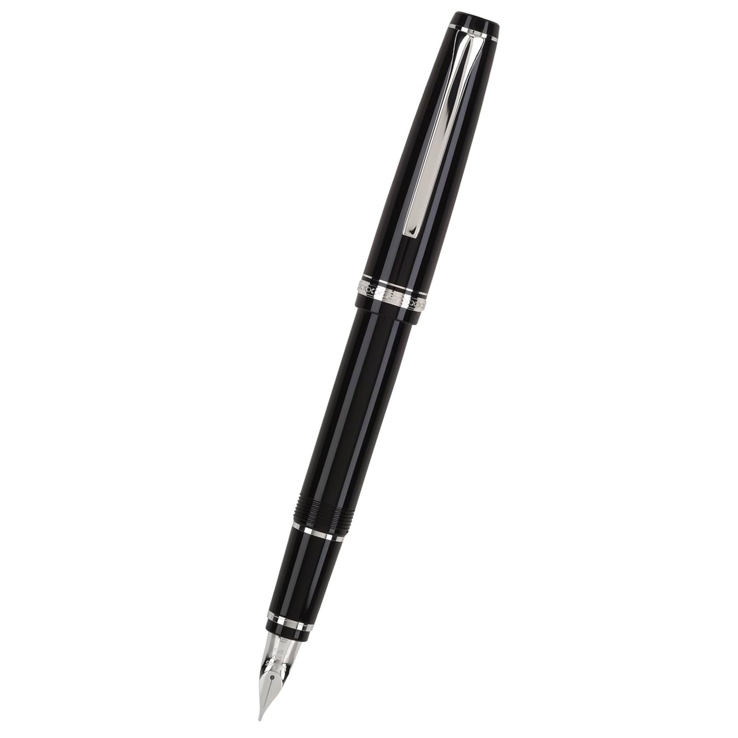 Namiki Falcon Fountain Pen, Black Barrel, Rhodium Accents, Soft Fine Nib (60741)