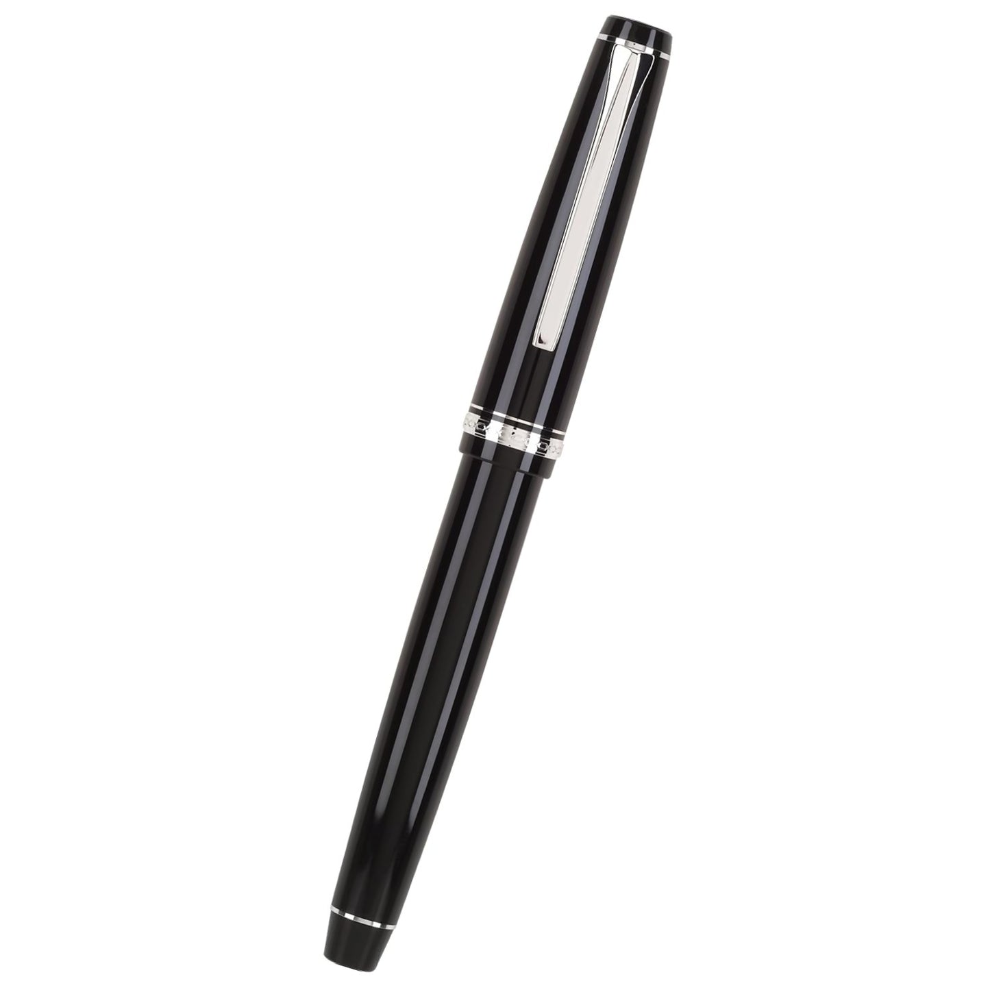 Namiki Falcon Fountain Pen, Black Barrel, Rhodium Accents, Soft Fine Nib (60741)