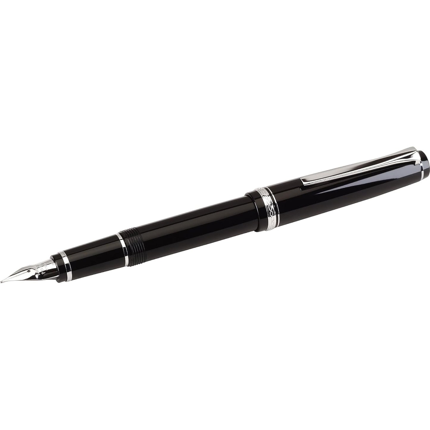 Namiki Falcon Fountain Pen, Black Barrel, Rhodium Accents, Soft Fine Nib (60741)
