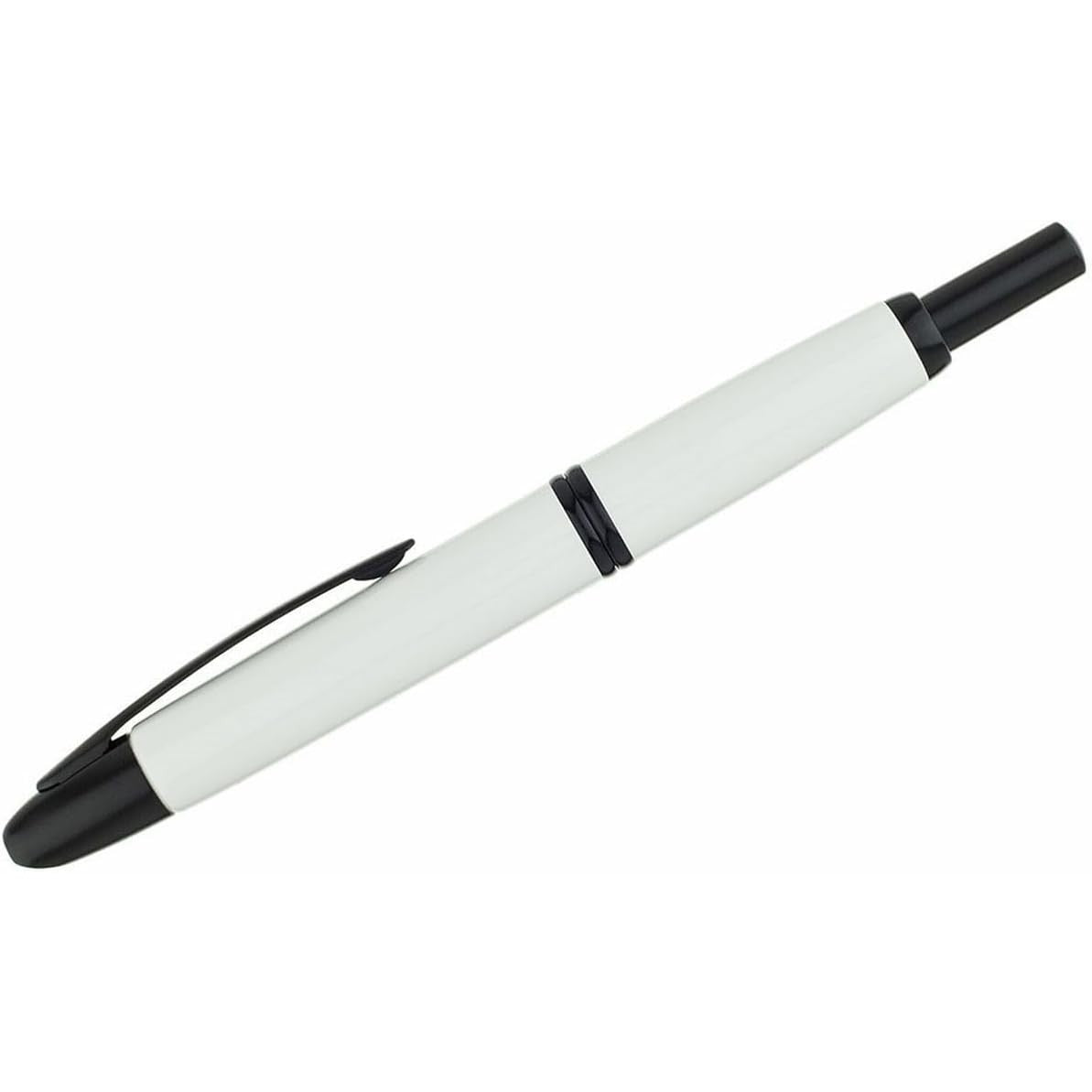 Namiki Vanishing Point Fountain Pen, White & Black, 18k Medium Nib (60747)