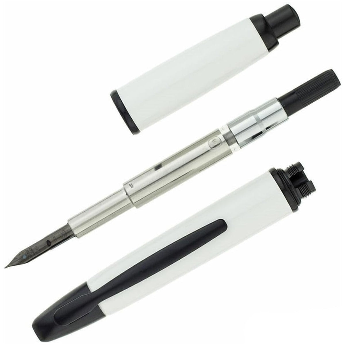 Namiki Vanishing Point Fountain Pen, White & Black, 18k 1.1 Stub Nib (60749)