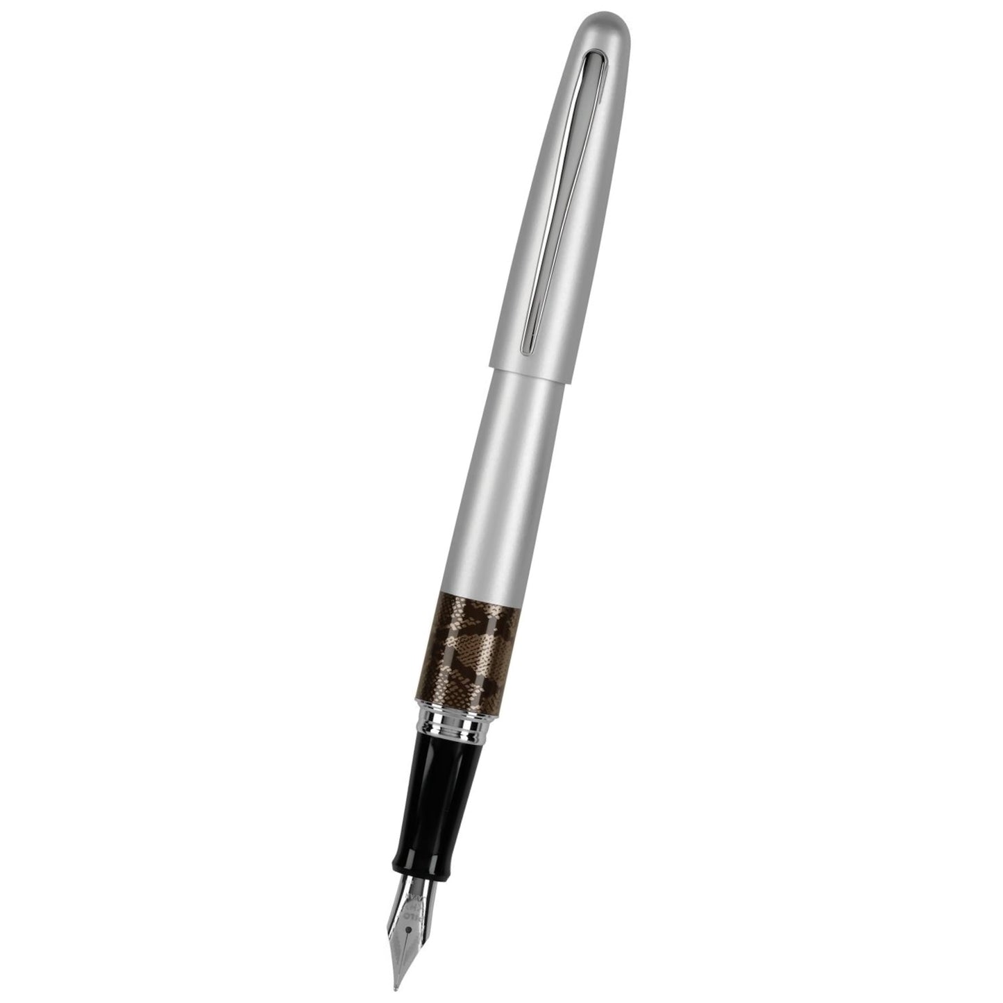 Namiki MR Animal Fountain Pen, Matte Silver Barrel, Python Accent, Medium Point Stainless Steel Nib (91137)