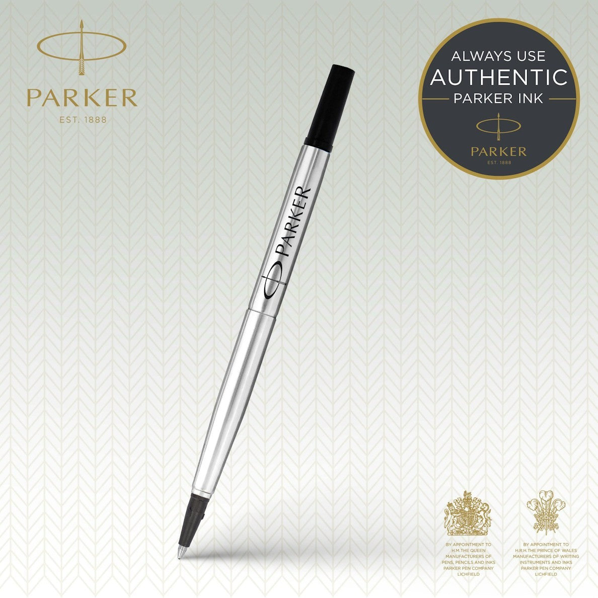 Parker 1950325 Roller Ball Black Refill, 0.7mm Medium BL2