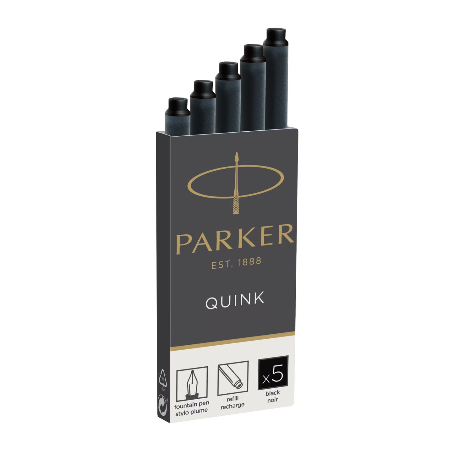 Parker Refill Quink Ink Cart P Black, 5-pk