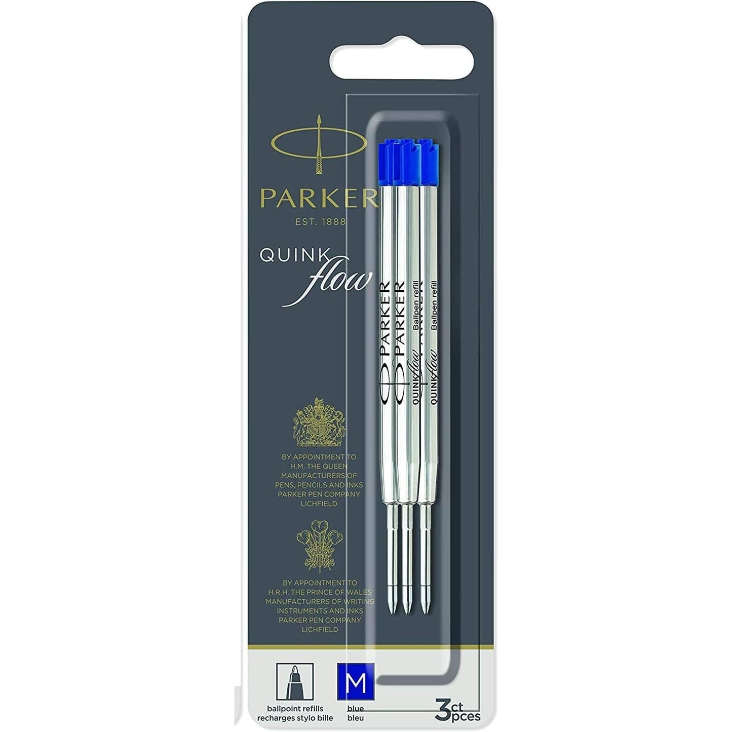 Parker Refill Quink FLW Ball Point M Blue BL3