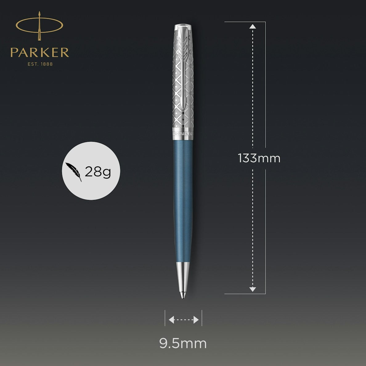 Parker Sonnet Premium Metal Blue CT Ball Point Pen M.Black GB