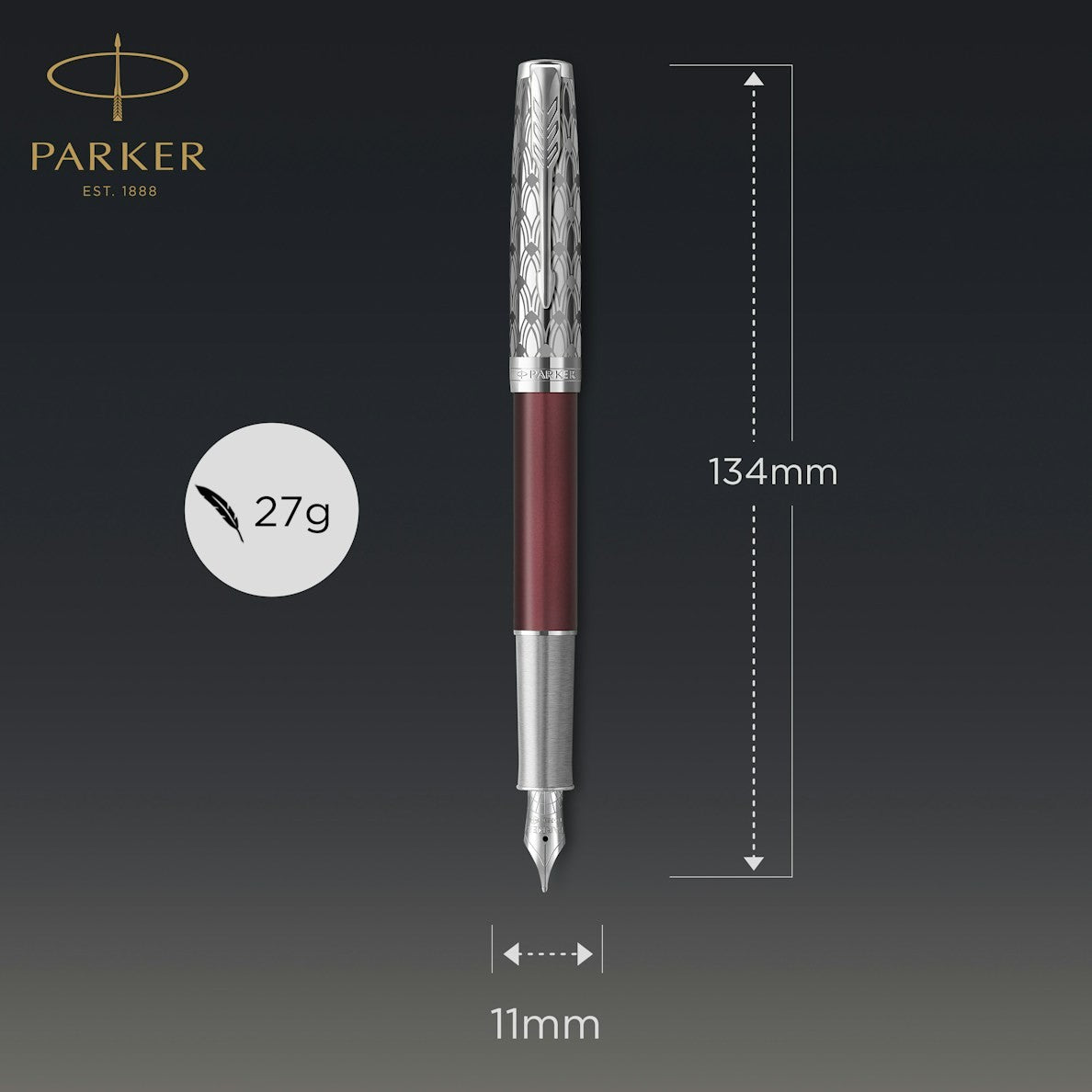 Parker Sonnet Premium Metal Red CT Fountain Pen-18K F GB