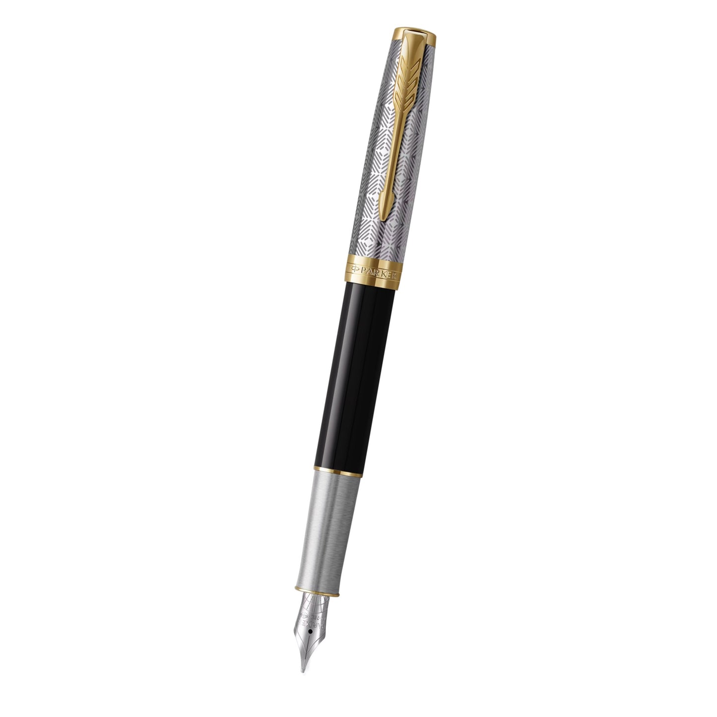 Parker Sonnet Premium Metal Black GT Fountain Pen-18K F GB